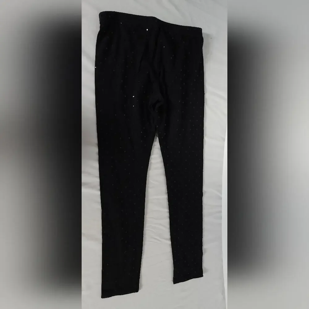 Girl's Textured Leggings | Children's Place | polka dot | Size 14 | Black